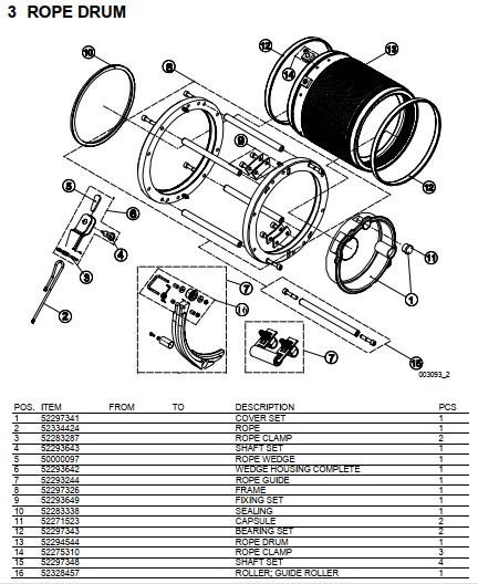 Ốp vòng tang quấn cáp, Khung (Vành) đỡ tang, FRAME, N0000688, N0000692, 52297326, VT0000488, dùng cho tời nâng 5T